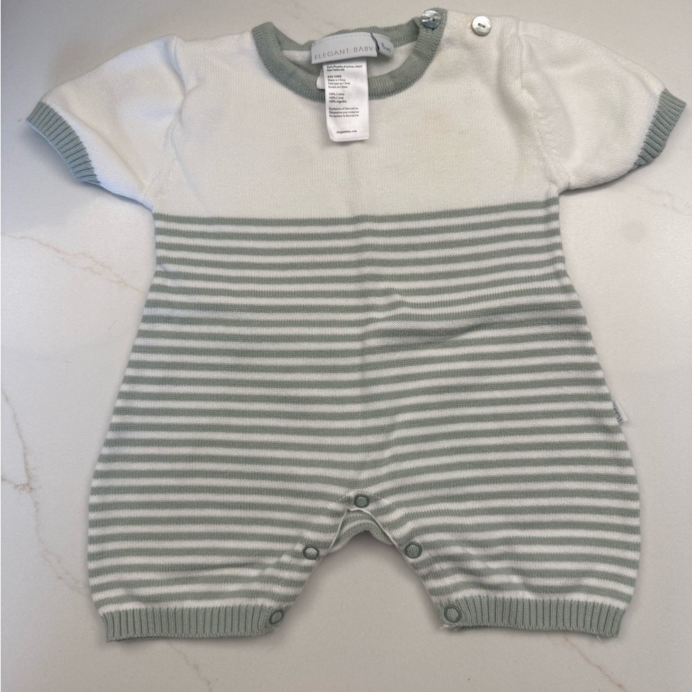 Elegant Baby Classic Striped Bodysuit - White and Green size 6 months